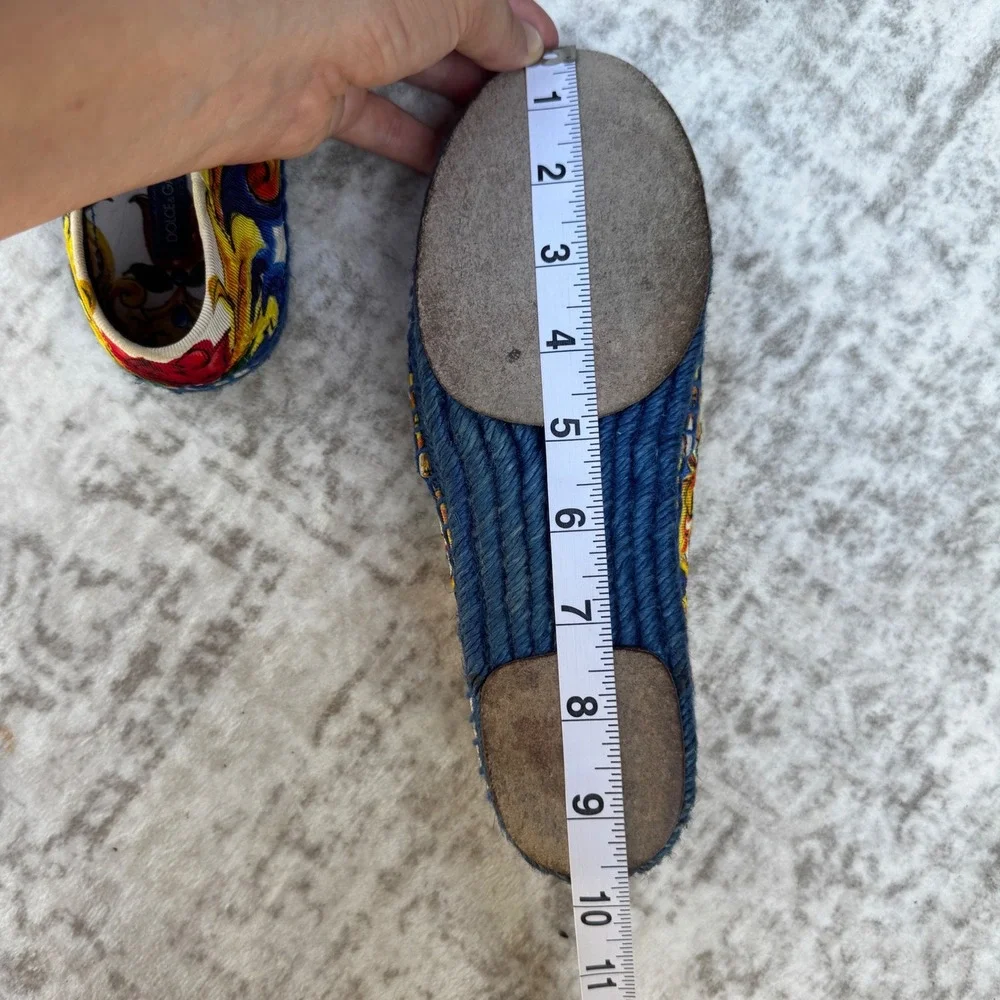 Dolce & Gabbana Majolica Print Espadrilles Blue Jute Flats Size 36 US Size 6